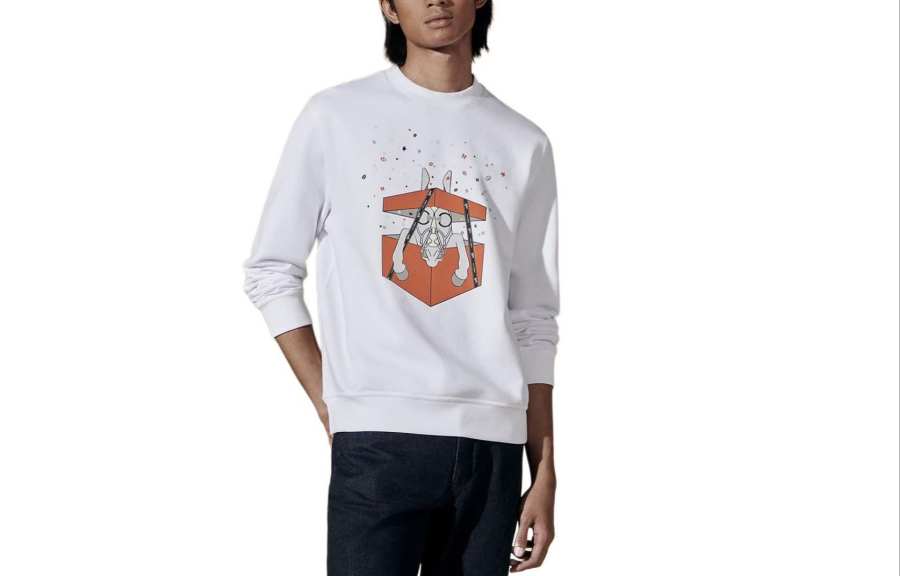 HERMES HERMES Sweatshirts Men's White Crew Neck Moderate Regular