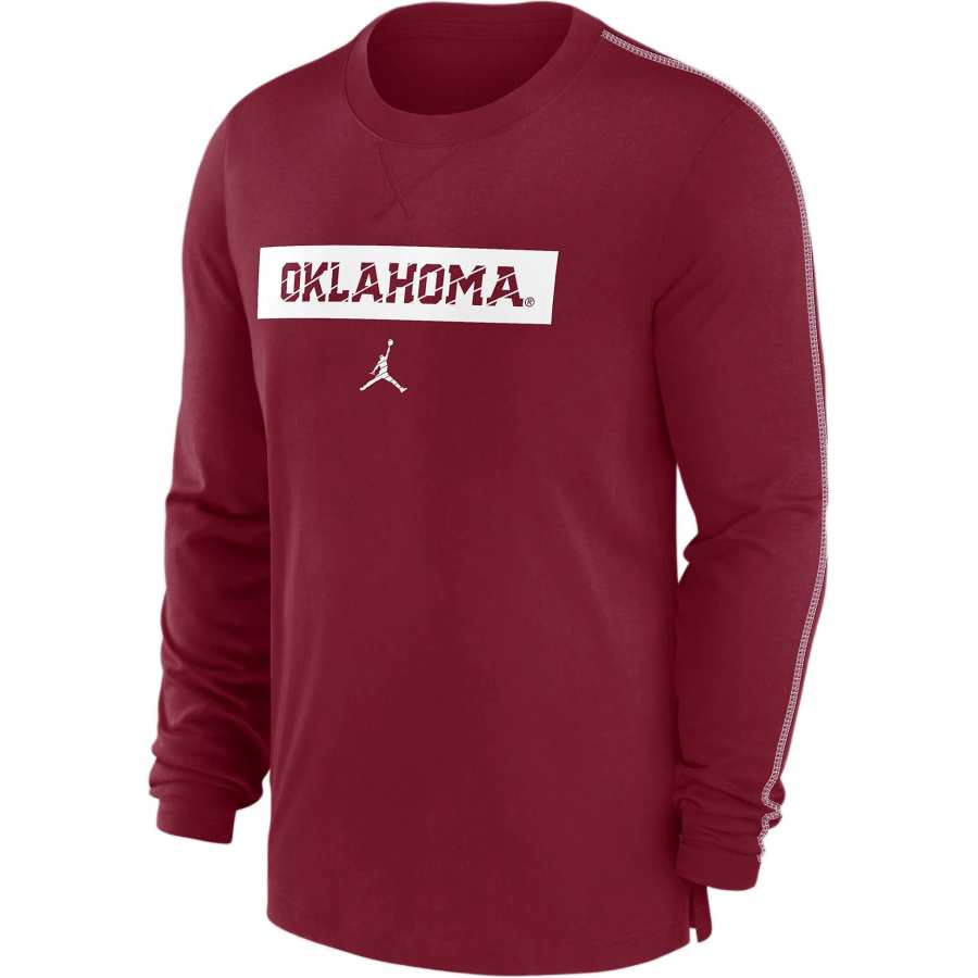 Jordan Jordan FW24 Oklahoma Sooners Sideline Player T Shirt Men's Dark Red