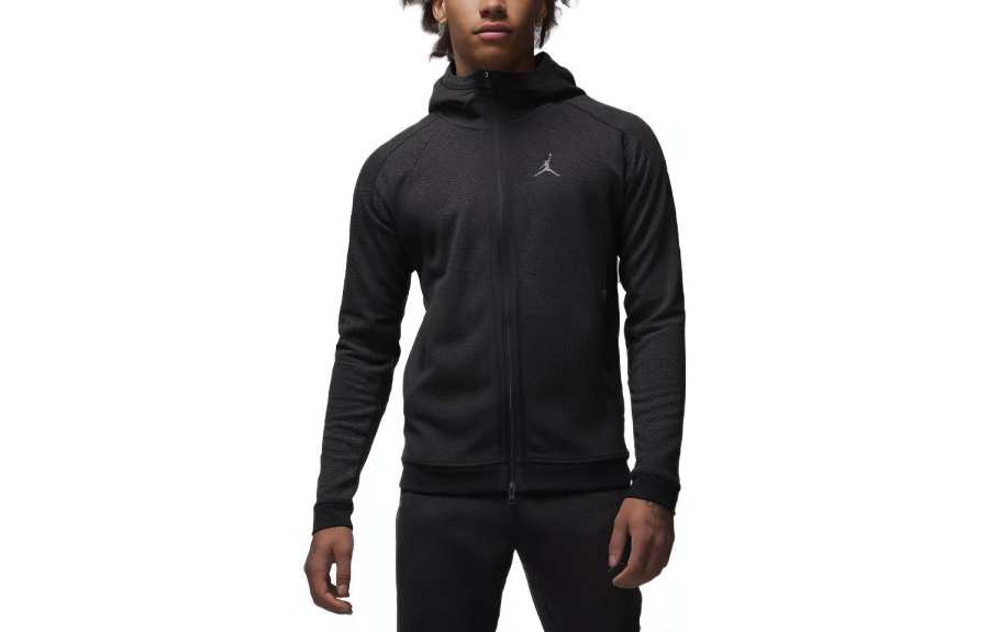 Jordan Jordan Sweatshirts Men's Black Hooded Moderate Cardigan