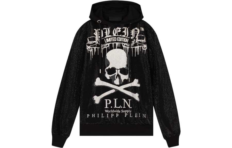 PHILIPP PLEIN Sweatshirts Men's Black Hooded Moderate Regular