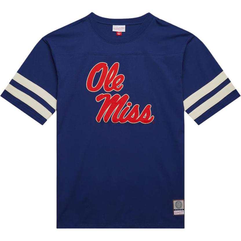 Mitchell Ness x NCAA Ole Miss Rebels Heavyweight Yoke T Shirt Men's Marine Blue