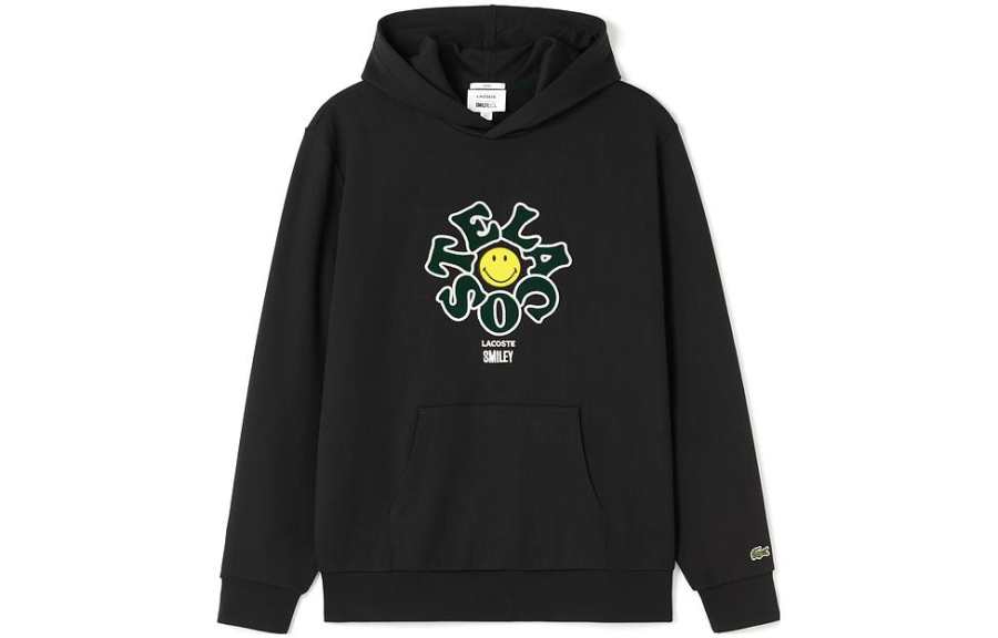 LACOSTE X SMILEY Sweatshirts Unisex Black Hooded Moderate Regular