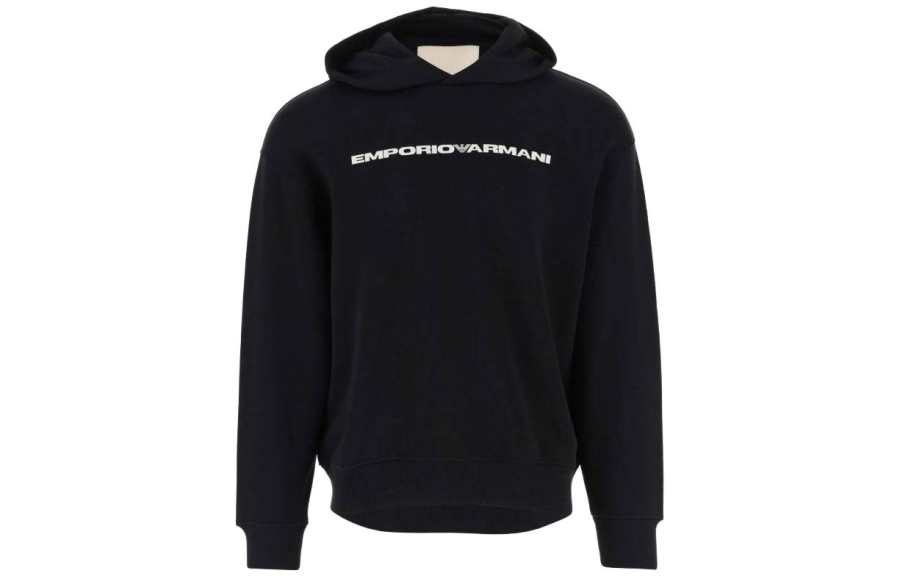 EMPORIO ARMANI Logo Printed Straight Hem Hoodie