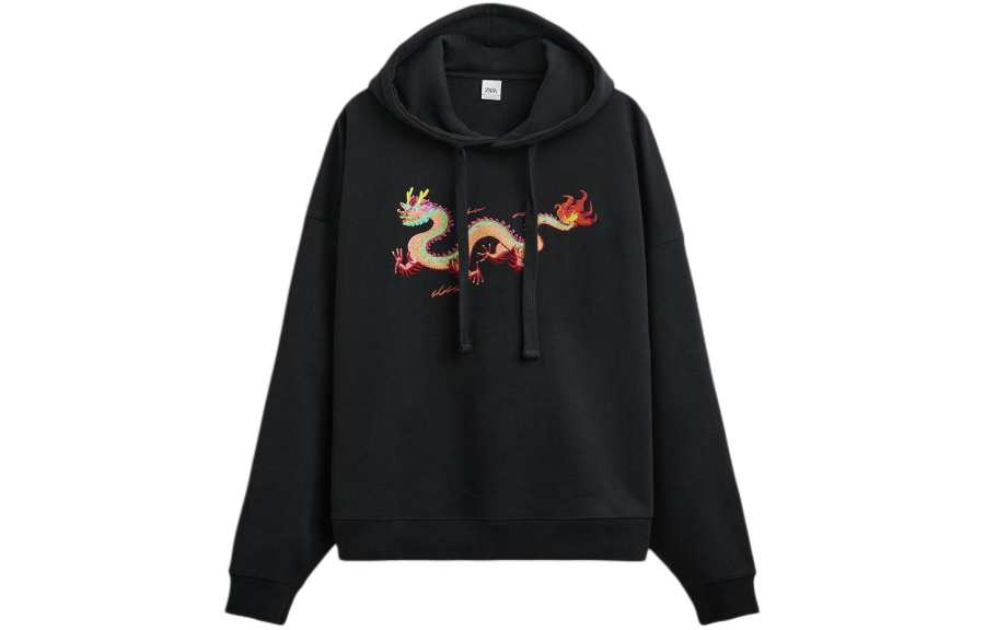 ZARA XI XING LE Sweatshirts Men's Black Hooded Moderate Regular