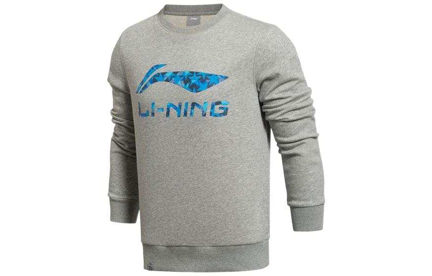 Li-Ning Li Ning Sweatshirts Unisex Gray Crew Neck Moderate Regular