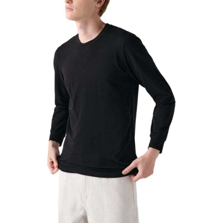 UNIQLO T Shirts Men's Black Crew Neck Moderate