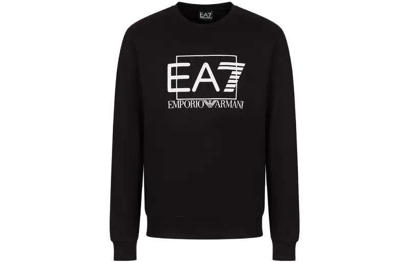 EMPORIO ARMANI Sweatshirts Men's Black Crew Neck Thickened Plus Size