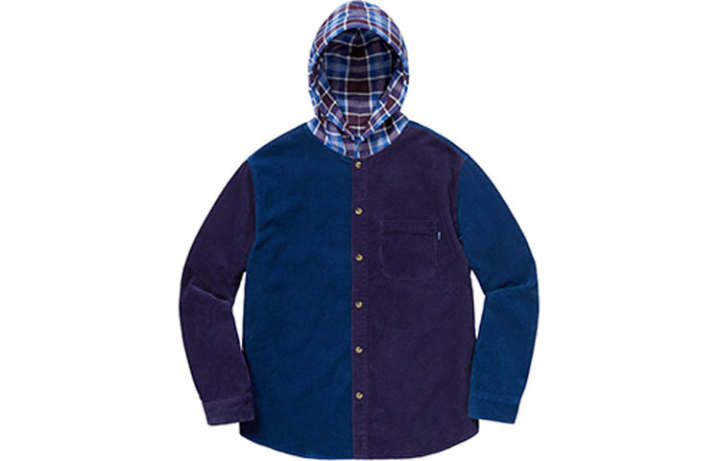 Supreme Supreme Hooded Color Blocked Corduroy Shirt
