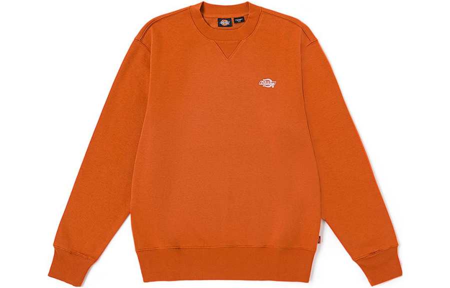 Dickies Brand Logo Letter Print Crew Neck Pullover Fleece Lined Straight Fit Sweatshirt Unisex Bombay Tan