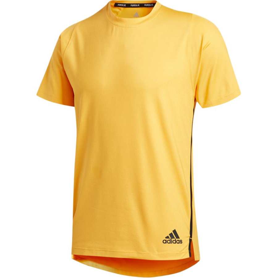 Adidas Adidas T Shirts Men's Yellow Crew Neck Moderate Straight Fit