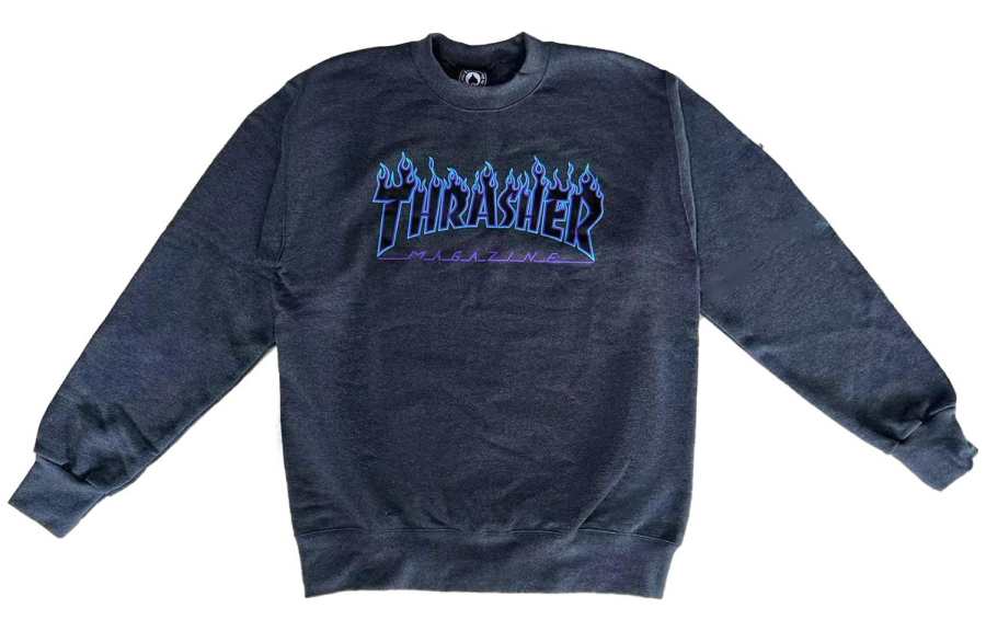 Thrasher Thrasher Flame Logo Print Fleece Lined Crew Neck Pullover Sweatshirt Unisex