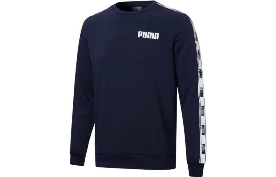 PUMA Sweatshirts Men's Tweed Blue Crew Neck Moderate Regular
