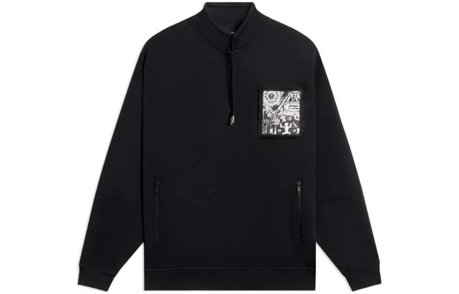 Li-Ning Li Ning Sports Life Collection Sweatshirts Unisex Black Lapel Thickened Other