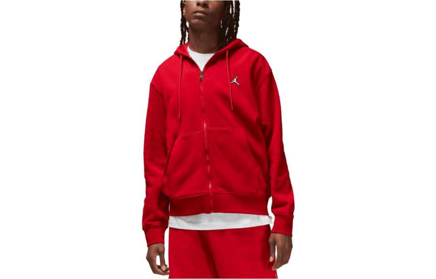 Jordan Jordan Brooklyn Sweatshirts Men's Red Hooded Moderate Cardigan