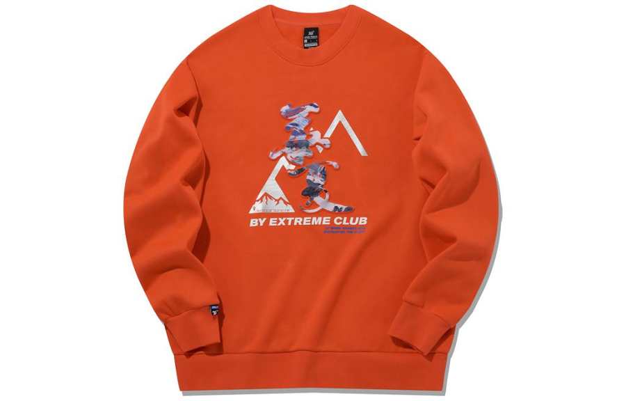 361° 361° Sweatshirts Men's Deep Orange Red Crew Neck Moderate Regular