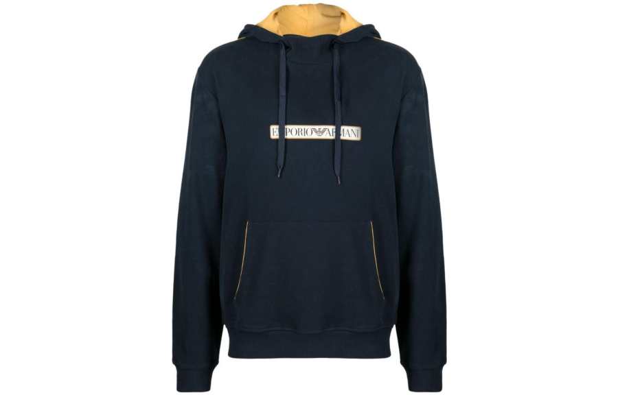 Emporio Armani logo-print piped-trim hoodie