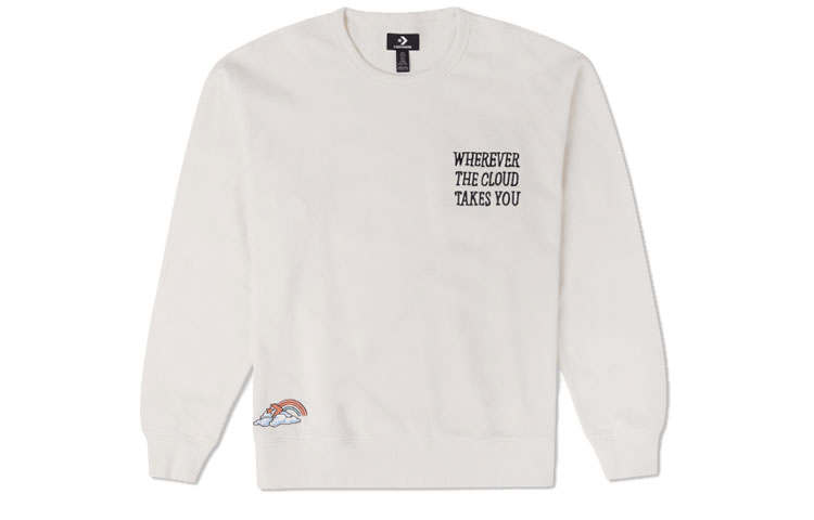 Converse Converse Sweatshirts Men's White Crew Neck Moderate Regular