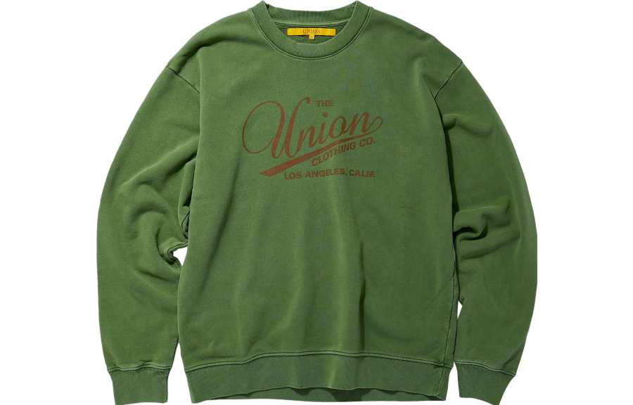 Union Sweatshirts Men's Green Crew Neck Moderate Regular