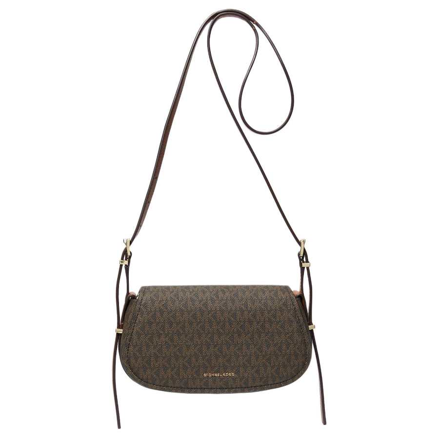 MICHAEL KORS Lydia Coated Canvas Crossbody Bags Small Women's Tan & Acorn
