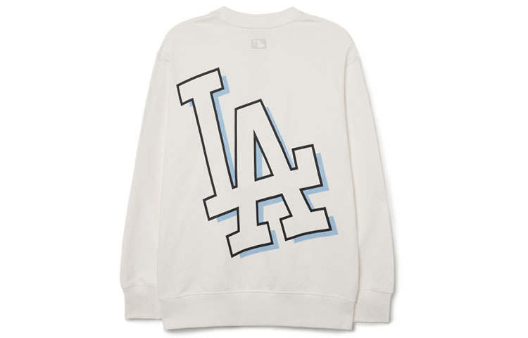 MLB Los Angeles Dodgers Sweatshirts Unisex Ivory White Crew Neck Moderate