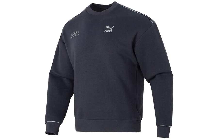 PUMA Sweatshirts Unisex Navy Blue Crew Neck Moderate Other
