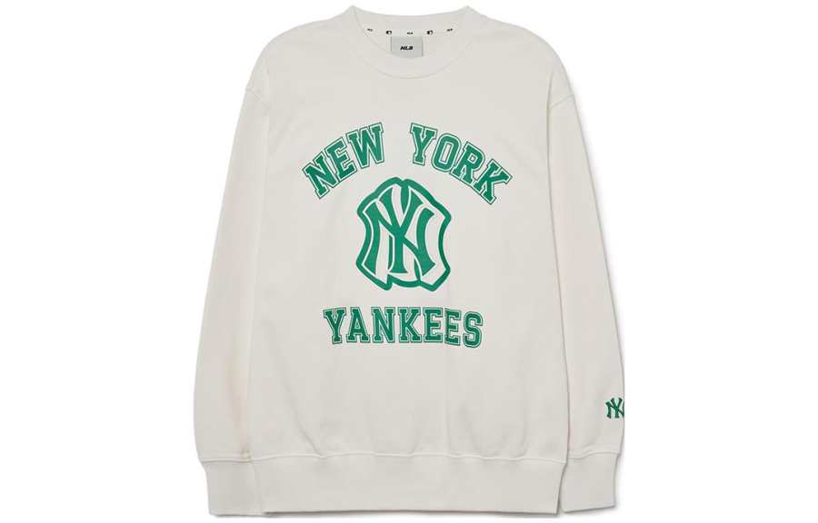 MLB New York Yankees Sweatshirts Unisex Cream Crew Neck Moderate