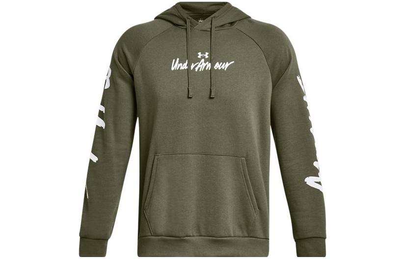 Under Armour Rival Sweatshirts Men's Green Hooded Thickened Regular