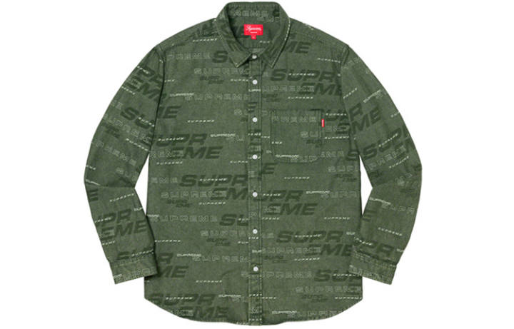 Supreme Supreme FW19 Dimensions Logo Denim Shirt Unisex Green