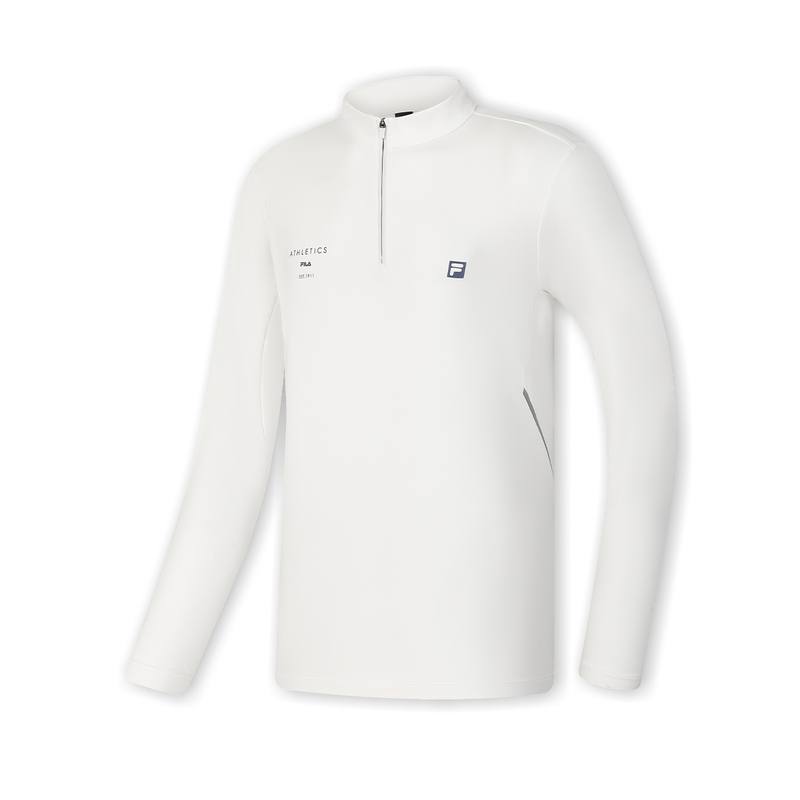 FILA Fitness Cooling Sun Protection Fleece Lined Half Zip Versatile Casual Comfortable Long Sleeved T Shirt Men's