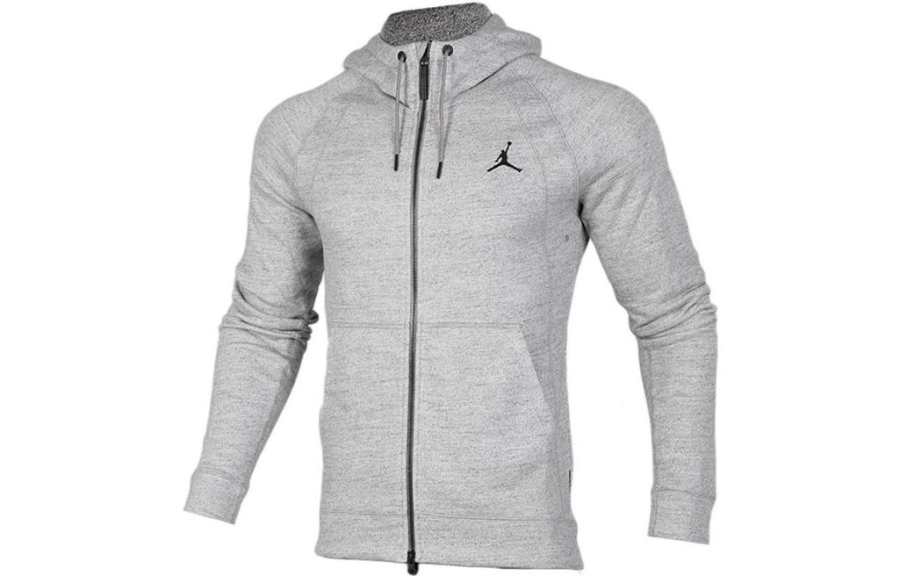 Jordan Jordan Sweatshirts Men's Gray Hooded Moderate Cardigan
