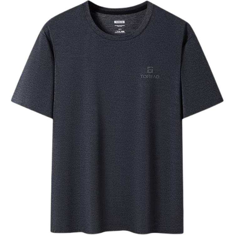 TOREAD T Shirts Men's Black Crew Neck Moderate Straight Fit