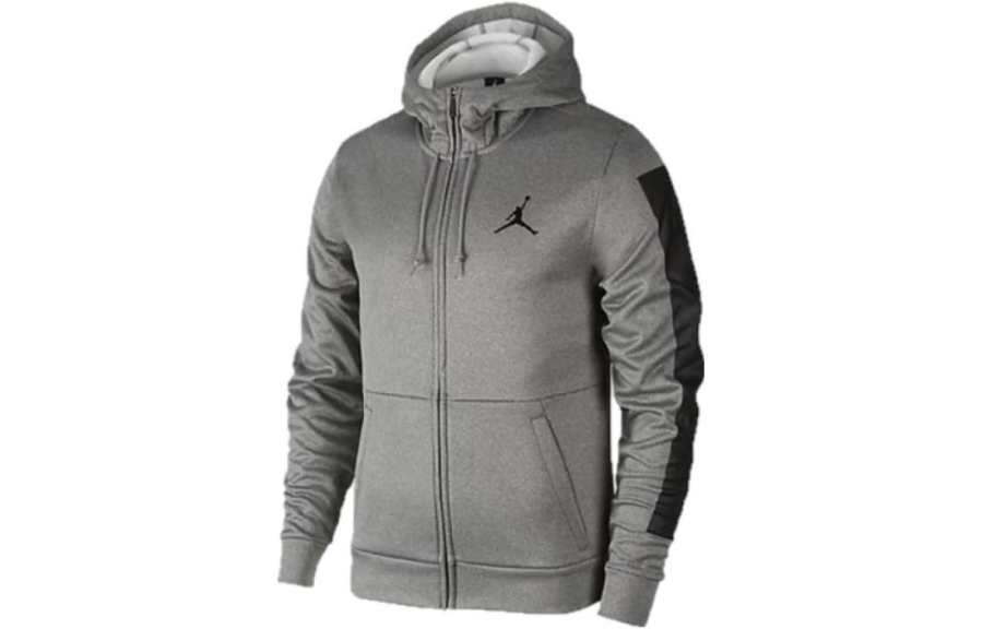 Jordan Jordan Sweatshirts Men's Gray Hooded Moderate Cardigan