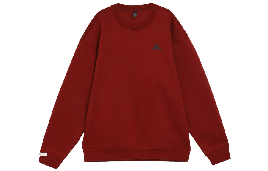Adidas Adidas LABEL Crew Neck Comfortable Casual Couple's Fleece Lined Long Sleeved Sweatshirt Unisex Red