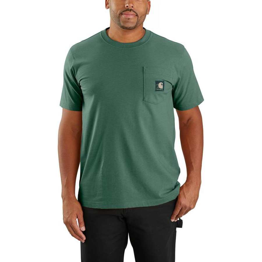 Carhartt 106532 Lightweight Short Sleeve Pocket Camo Patch T Shirt T Shirt Relaxed Fit Men's