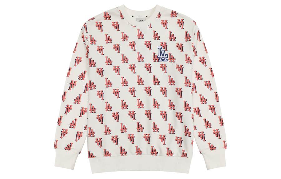 MLB Los Angeles Dodgers Sweatshirts Unisex Cream Crew Neck Moderate Regular