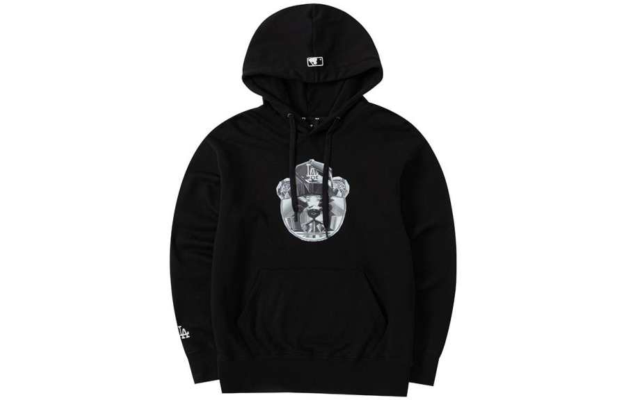 MLB Los Angeles Dodgers Sweatshirts Unisex Black Hooded Moderate Regular
