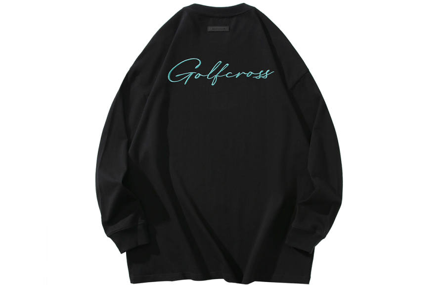 GOLFCROSS T Shirts Unisex Black Crew Neck Moderate Straight Fit