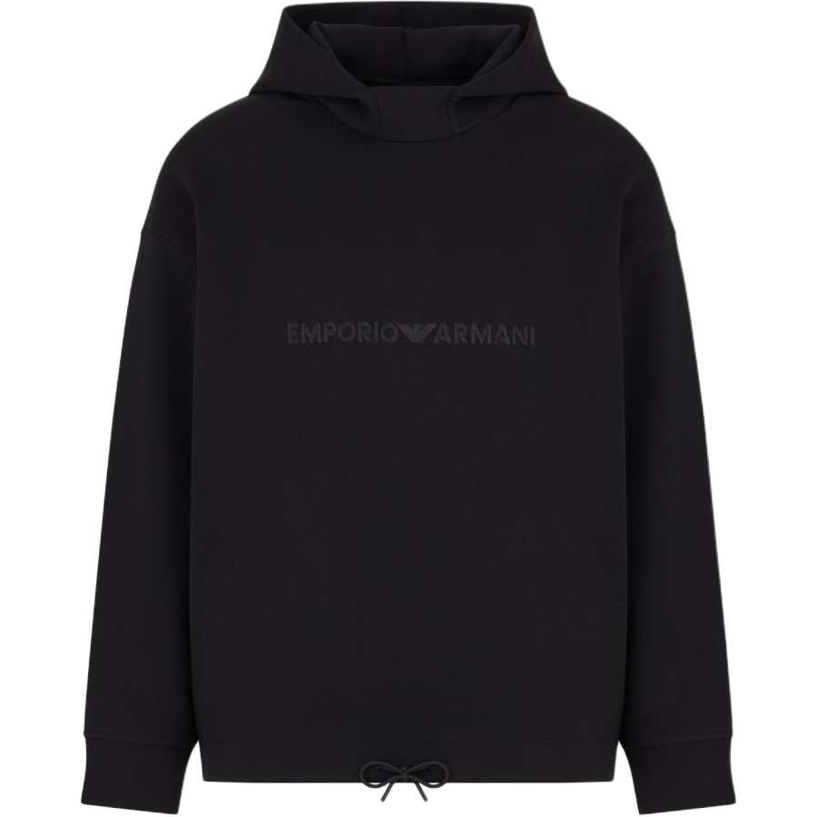 EMPORIO ARMANI Logo Embroidered Drawstring Hem Hoodie