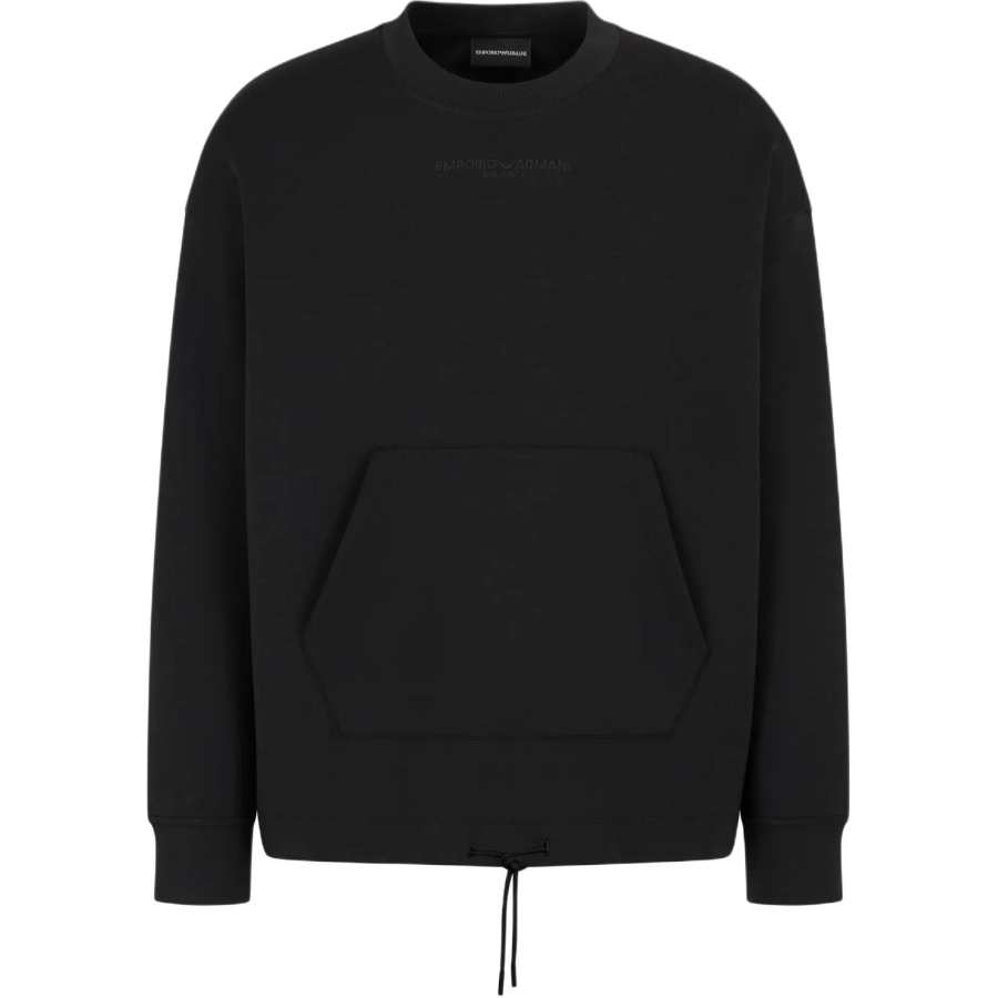 EMPORIO ARMANI Logo Embroidered Drawstring Hem Sweatshirt