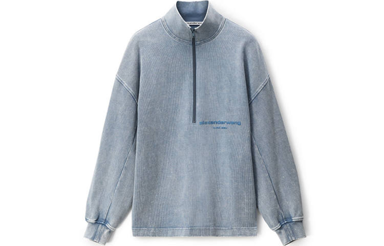 Alexander Wang Sweatshirts Men's Biker Gray Half Open Collar Moderate
