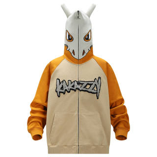 KAKAZZY Sweatshirts Unisex Khaki Hooded Moderate Cardigan