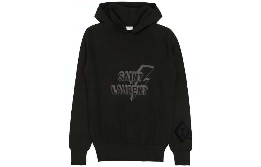 SAINT LAURENT Sweatshirts Men's Black Hooded Moderate Regular