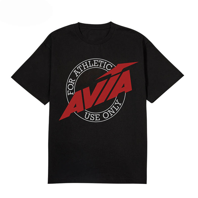 AVIA T Shirts Unisex Black Crew Neck Moderate Straight Fit