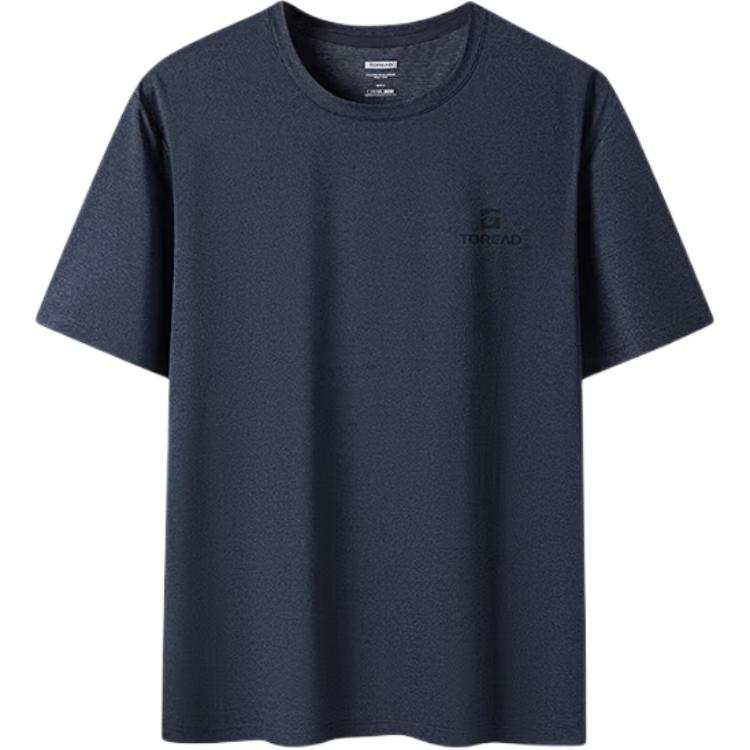 TOREAD T Shirts Men's Navy Blue Crew Neck Moderate Straight Fit