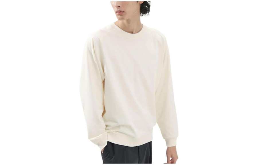 UNIQLO Sweatshirts Men's Ivory Crew Neck Moderate Regular
