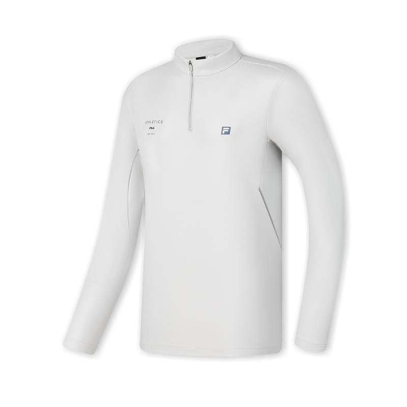 FILA Fleece Lined Half Zip Versatile Comfortable Long Sleeved T Shirt Men's To Premium Gray