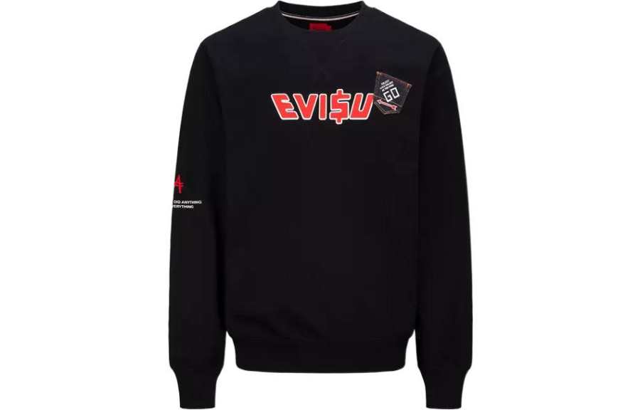 EVISU EVISU Sweatshirts Unisex Black Crew Neck Moderate Regular