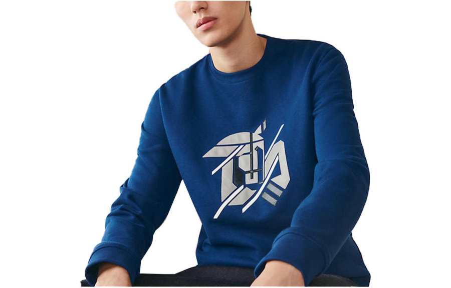 HERMES HERMES Sweatshirts Men's Blue Crew Neck Moderate Regular