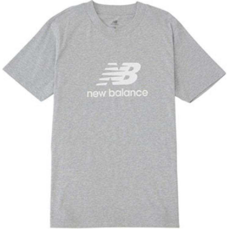 New Balance New Balance T Shirts Men's Gray Crew Neck Moderate Straight Fit
