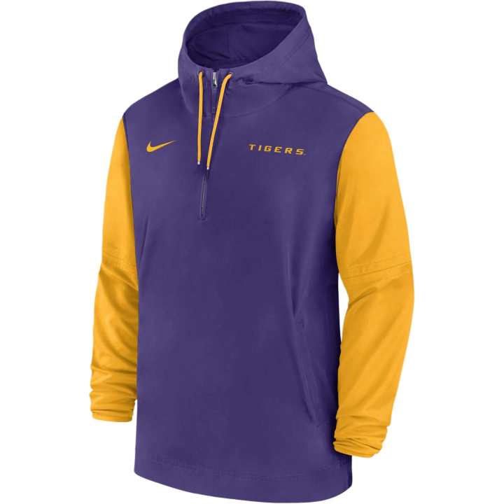 Nike Nike Lsu Tigers Sideline Pre Game Player Men's Nike College 1/2 Zip Hooded Jacket